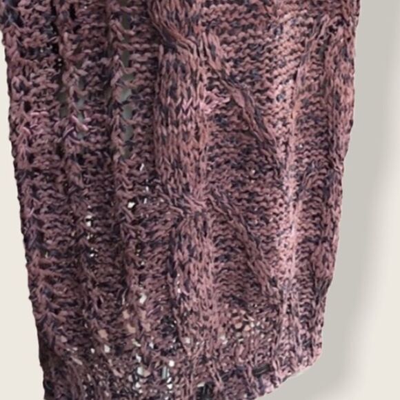 Vintage Boho Hand Knit Genuine Leather Cinch Hem Pullover Sleeveless Top - Picture 6 of 12